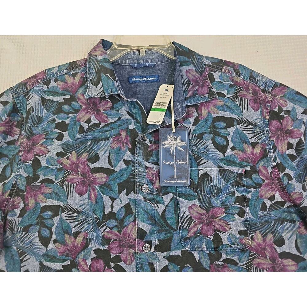 Tommy Bahama ~Men's Size L~ Multicolor Blue Bay Gardens 100% Cotton Shirt NWT - Picture 14 of 16